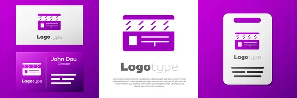 Logotipo Icono Película Clapper Aislado Sobre Fondo Blanco Tablero Aplausos — Vector de stock