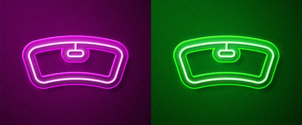 Parlayan Neon Çizgisi Cam Simgesi Mor Yeşil Arkaplanda Izole Edilmiş — Stok Vektör