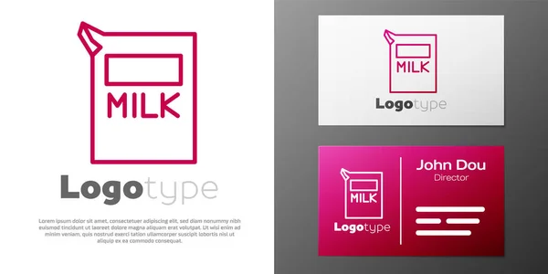 Logotype Line Paquete Papel Para Icono Leche Aislado Sobre Fondo — Archivo Imágenes Vectoriales