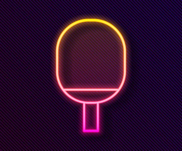 Raqueta Neón Brillante Para Jugar Tenis Mesa Icono Aislado Sobre — Vector de stock