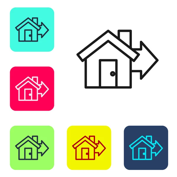 黑线销售房子图标孤立在白色背景 买房子的概念 住房贷款概念 在彩色正方形按钮中设置图标 病媒图解 — 图库矢量图片