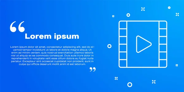 Weiße Linie Abspielen Video Symbol Isoliert Auf Blauem Hintergrund Filmstreifen — Stockvektor