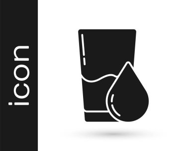 Beyaz arka planda izole edilmiş su ikonlu gri cam. Soda bardağı. Vektör İllüstrasyonu.