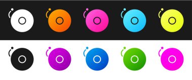 Çalan alarm simgesini siyah ve beyaz arkaplanda izole et. Alarm sembolü, servis zili, el zili işareti, uyarı sembolü. Vektör İllüstrasyonu.