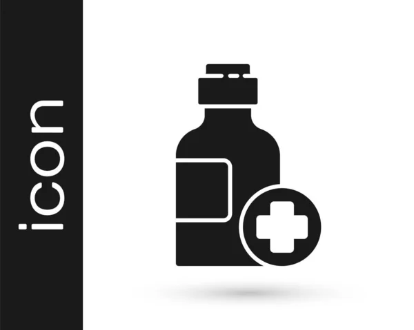 Grey Frasco Jarabe Medicina Icono Aislado Sobre Fondo Blanco Ilustración — Vector de stock