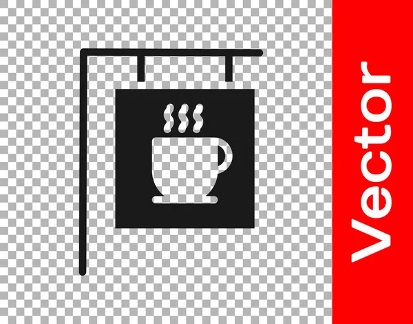 Black Street Skylt Kaffe Ikon Isolerad Transparent Bakgrund Vektor Illustration — Stock vektor