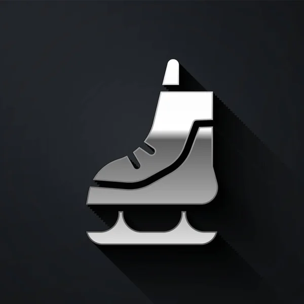 Silver Skates Εικονίδιο Απομονώνονται Μαύρο Φόντο Εικονίδιο Παγοδρομίας Αθλητικές Μπότες — Διανυσματικό Αρχείο