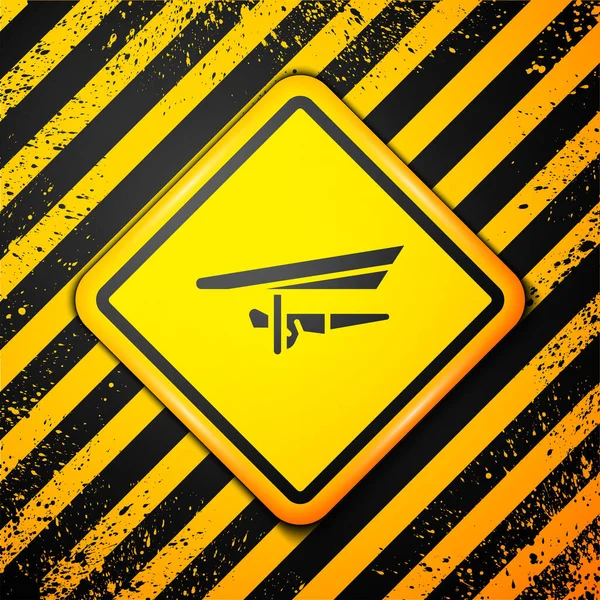 Schwarzes Drachenflugsymbol Isoliert Auf Gelbem Hintergrund Extremsport Warnzeichen Vektorillustration — Stockvektor