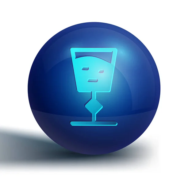 Blue Wine Glas Pictogram Geïsoleerd Witte Achtergrond Wijn Bordje Blauwe — Stockvector
