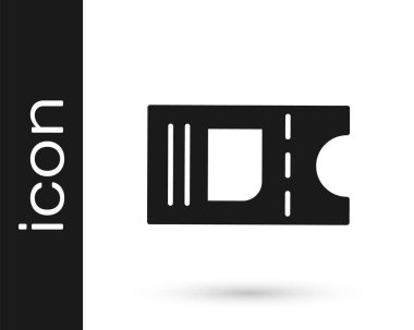 Gri Sinema bileti simgesi beyaz arka planda izole edildi. Vektör İllüstrasyonu.