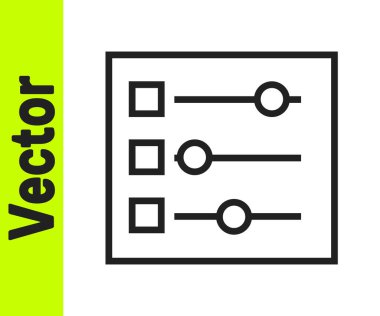 Siyah çizgi araba ayarları simgesi beyaz arkaplanda izole edildi. Otomobil tamircisi. Tamirci oto tamircisi. Bakım tabelası. Vektör İllüstrasyonu.