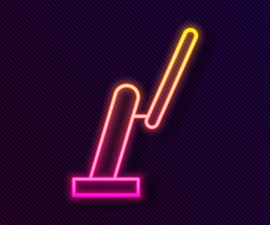 Parlayan neon hattı Windscreen silecek simgesi siyah arkaplanda izole edildi. Vektör İllüstrasyonu.