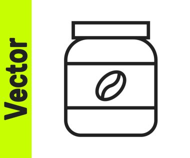 Siyah çizgi kahve kavanozu ikonu beyaz arka planda izole edilmiş. Vektör İllüstrasyonu.