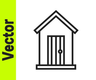 Siyah çizgi çiftlik evi simgesi beyaz arka planda izole edilmiş. Vektör İllüstrasyonu.