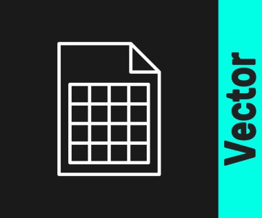 Siyah arkaplanda beyaz çizgi dosya simgesi izole edildi. Kontrol listesi simgesi. İş konsepti. Vektör İllüstrasyonu.