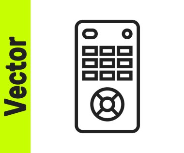Siyah çizgi uzaktan kontrol simgesi beyaz arkaplanda izole edildi. Vektör İllüstrasyonu.