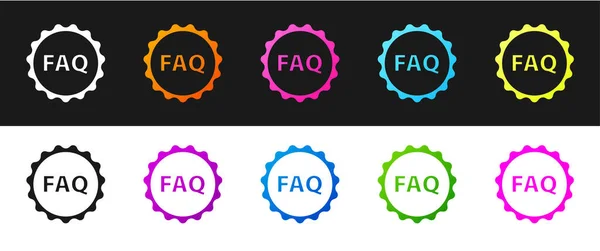 Establecer Etiqueta Con Texto Faq Icono Información Aislado Sobre Fondo — Archivo Imágenes Vectoriales