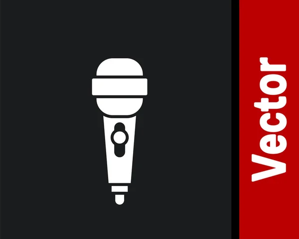 Siyah Arkaplanda Beyaz Mikrofon Simgesi Izole Edildi Radyodaki Mikrofondan Sözcü — Stok Vektör