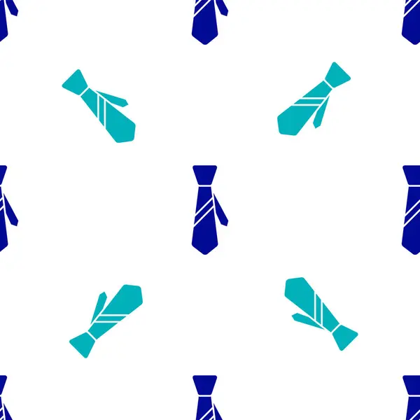 Blå Slips Ikon Isolerad Sömlös Mönster Vit Bakgrund Necktie Och — Stock vektor