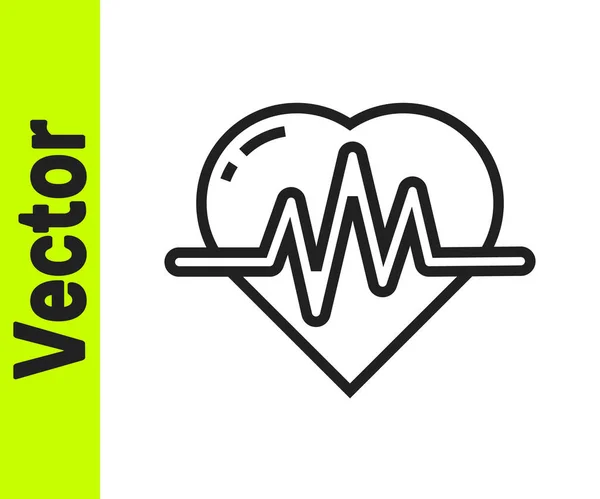 Schwarzer Strich Herzfrequenzsymbol Isoliert Auf Weißem Hintergrund Herzschlagzeichen Herzpuls Symbol — Stockvektor