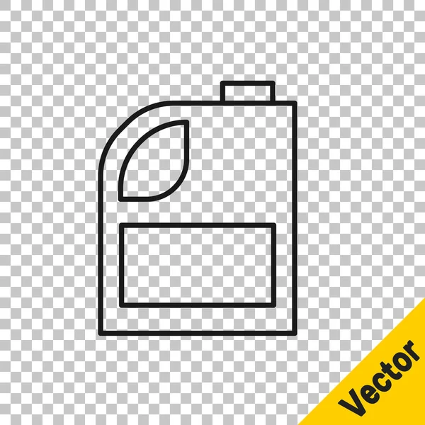 Black Line Canister Motor Machine Oil Icon Isolated Transparent Background — Stock Vector