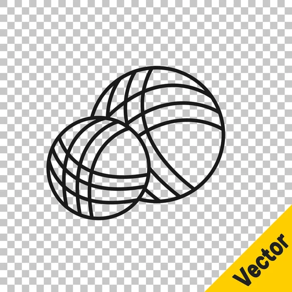 Black Line Yarn Ball Icon Isolated Transparent Background Label Hand — Stock Vector