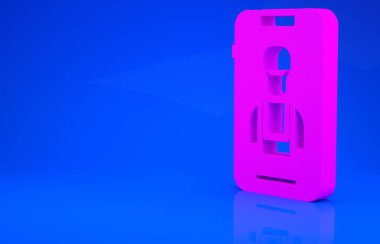 Pembe Çevrimiçi araba servisi simgesi mavi arkaplanda izole edildi. Araba servisi ve tamir parçaları. Minimalizm kavramı. 3 boyutlu illüstrasyon. 3 Boyutlu Hazırlama