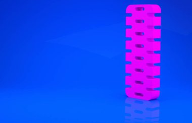 Pembe araba tekerleği ikonu mavi arka planda izole edilmiş. Minimalizm kavramı. 3 boyutlu illüstrasyon. 3 Boyutlu Hazırlama