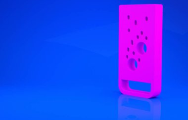 Pembe Effervescent aspirin tabletleri mavi arka planda izole edilmiş bir bardak su ikonunda erir. Minimalizm kavramı. 3 boyutlu illüstrasyon. 3 Boyutlu Hazırlama