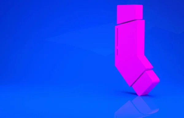 Icono del inhalador rosa aislado sobre fondo azul. Respiración para aliviar la tos, inhalación, paciente alérgico. Concepto minimalista. Ilustración 3d. Renderizado 3D — Foto de Stock