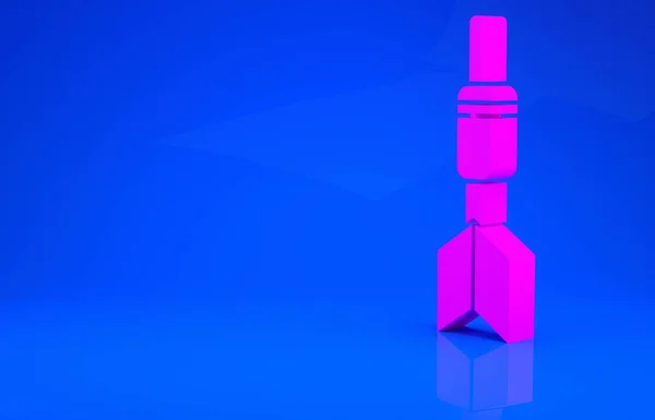 青の背景に隔離されたピンクのダーツの矢印アイコン。最小限の概念。3Dイラスト。3Dレンダリング — ストック写真
