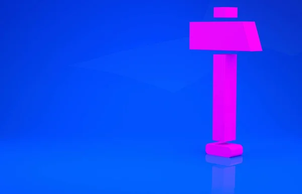 Ikona Růžové kladivo izolované na modrém pozadí. Nástroj na opravu. Minimalismus. 3D ilustrace. 3D vykreslení — Stock fotografie