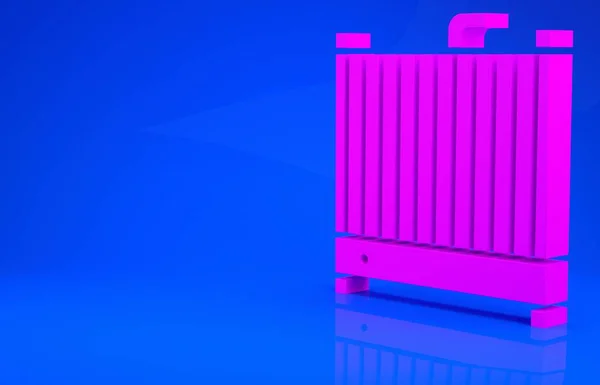 Icono del sistema de refrigeración del radiador del coche rosa aislado sobre fondo azul. Concepto minimalista. Ilustración 3d. Renderizado 3D —  Fotos de Stock
