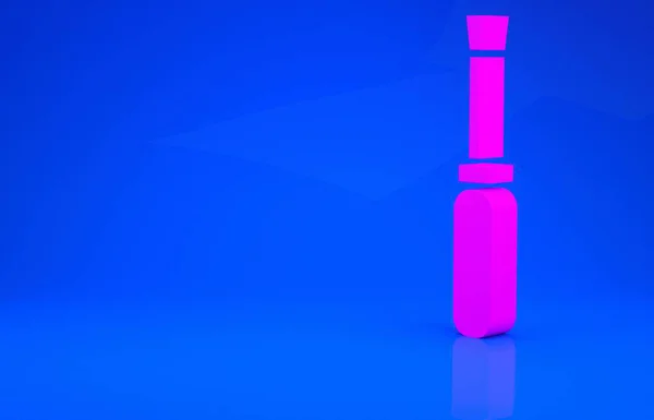 Icono del destornillador rosa aislado sobre fondo azul. Símbolo herramienta de servicio. Concepto minimalista. Ilustración 3d. Renderizado 3D —  Fotos de Stock