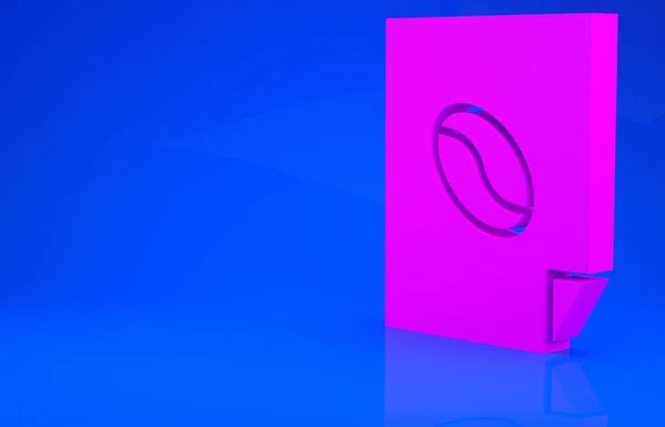 Ícone de pôster de café rosa isolado no fundo azul. Conceito de minimalismo. Ilustração 3d. Renderização 3D — Fotografia de Stock