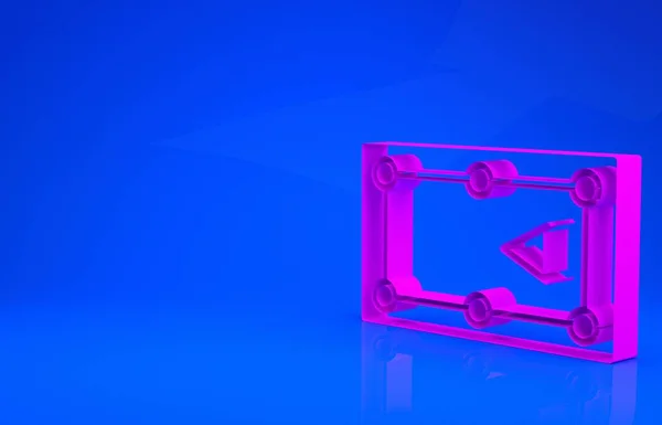 Ícone de mesa de bilhar rosa isolado no fundo azul. Mesa de bilhar. Conceito de minimalismo. Ilustração 3d. Renderização 3D — Fotografia de Stock