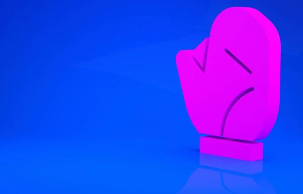 Guante de béisbol rosa icono aislado sobre fondo azul. Concepto minimalista. Ilustración 3d. Renderizado 3D — Foto de Stock