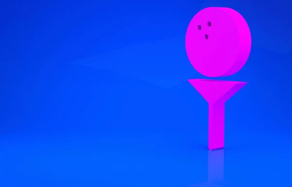 Rosa pelota de golf en el icono de la camiseta aislado sobre fondo azul. Concepto minimalista. Ilustración 3d. Renderizado 3D —  Fotos de Stock