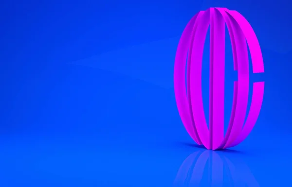 Ícone de bola de rugby rosa isolado no fundo azul. Conceito de minimalismo. Ilustração 3d. Renderização 3D — Fotografia de Stock