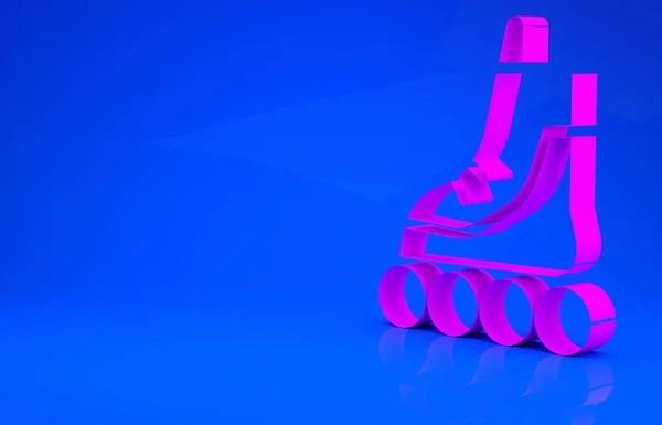 Różowa ikona rolki odizolowana na niebieskim tle. Koncepcja minimalizmu. Ilustracja 3D. Renderowanie 3D — Zdjęcie stockowe
