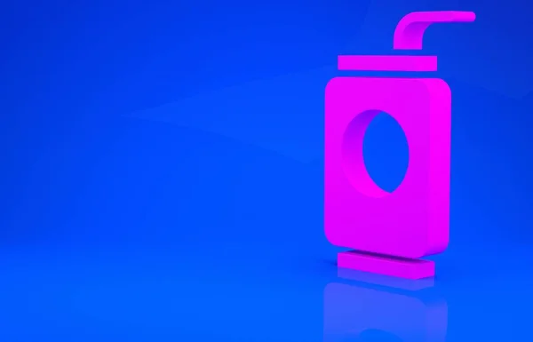 Pinkfarbene Getränkedose mit Trinkhalm-Symbol auf blauem Hintergrund. Minimalismus-Konzept. 3D-Illustration. 3D-Renderer — Stockfoto