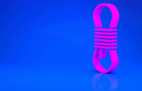Icono de cuerda Pink Climber aislado sobre fondo azul. Deporte extremo. Equipamiento deportivo. Concepto minimalista. Ilustración 3d. Renderizado 3D —  Fotos de Stock