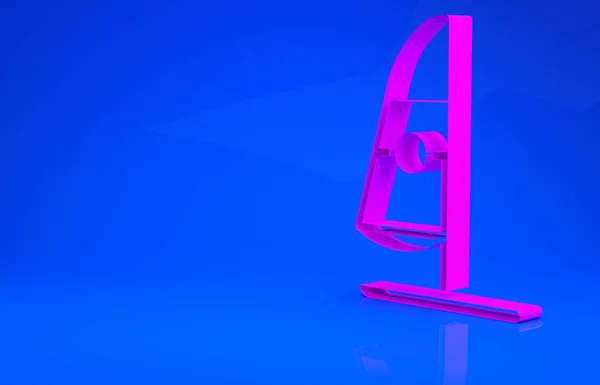 Розовый значок виндсерфинга изолирован на синем фоне. Концепция минимализма. 3d иллюстрация. 3D рендеринг — стоковое фото
