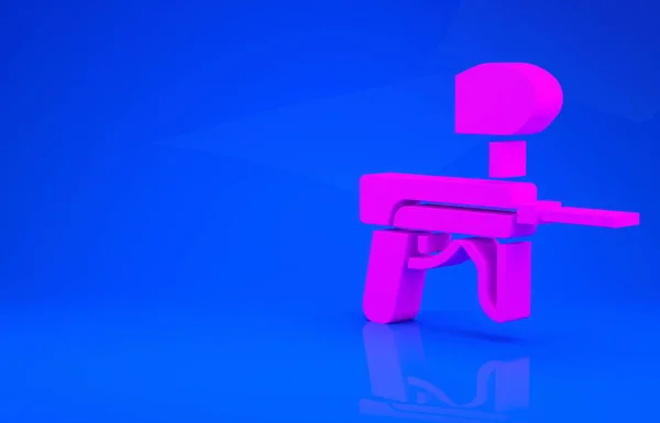 Pinke Paintball Pistole Ikone isoliert auf blauem Hintergrund. Minimalismus-Konzept. 3D-Illustration. 3D-Renderer — Stockfoto