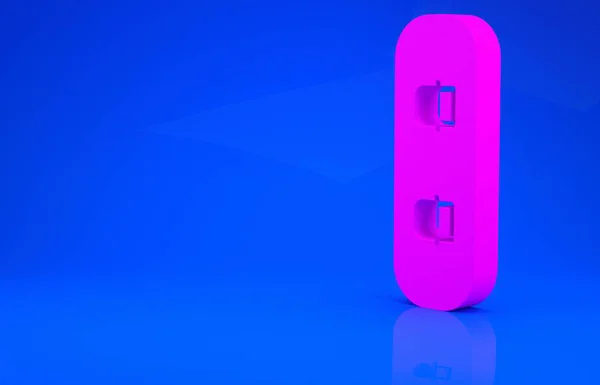 Icono de snowboard rosa aislado sobre fondo azul. Icono de snowboard. Deporte extremo. Equipamiento deportivo. Concepto minimalista. Ilustración 3d. Renderizado 3D —  Fotos de Stock