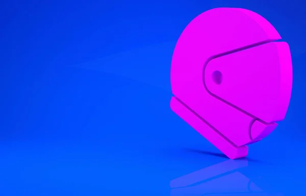 粉色头盔图标隔离在蓝色背景。极限运动。运动器材。最低纲领的概念。3D例证。3D渲染 — 图库照片