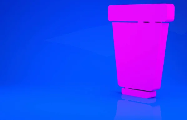 핑크 워터 필터 카트리지 아이콘은 파란 배경에 분리되어 있다. 미니멀리즘의 개념입니다. 3d 는 다음을 가리킨다. 3D 렌더링 — 스톡 사진
