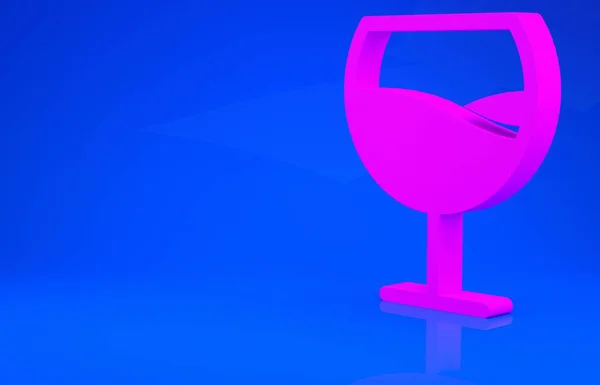 Рожеве вино скляна іконка ізольована на синьому фоні. Виноградниковий знак. Концепція мінімалізму. 3d ілюстрація. 3D візуалізація — стокове фото