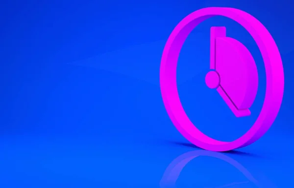 Icona gestione del tempo rosa isolata su sfondo blu. Segno dell'orologio. Simbolo di produttività. Concetto minimalista. Illustrazione 3d. Rendering 3D — Foto Stock