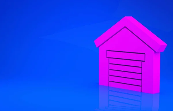 Pink Garage εικονίδιο απομονώνονται σε μπλε φόντο. Μινιμαλιστική έννοια. 3d εικόνα. 3D απόδοση — Φωτογραφία Αρχείου